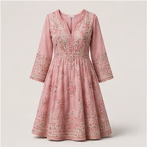 Pink embroidered fashion dress