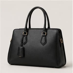 Black leather handbag