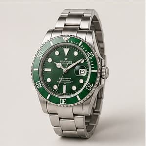 Green bezel wristwatch